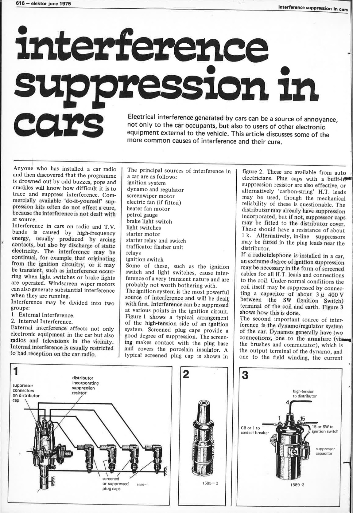 interference suppression in cars