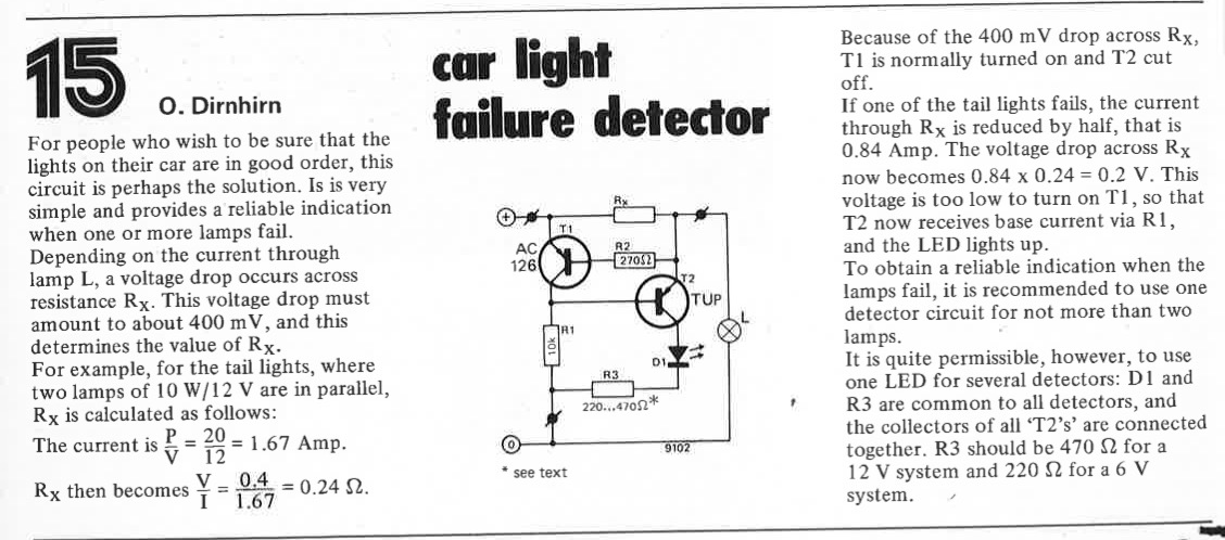 car lights failure detector