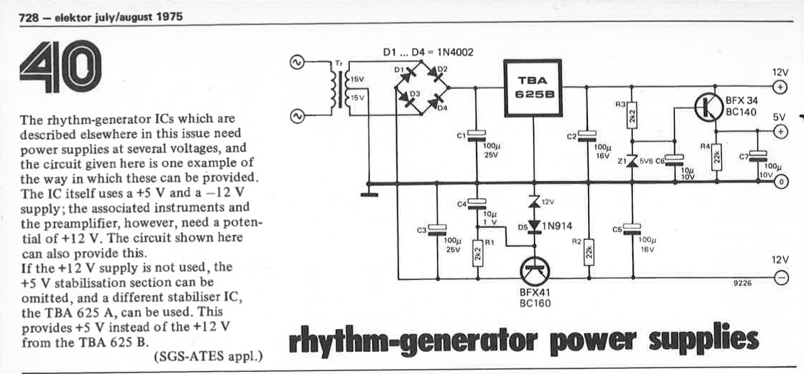 rhythm generator power supplies