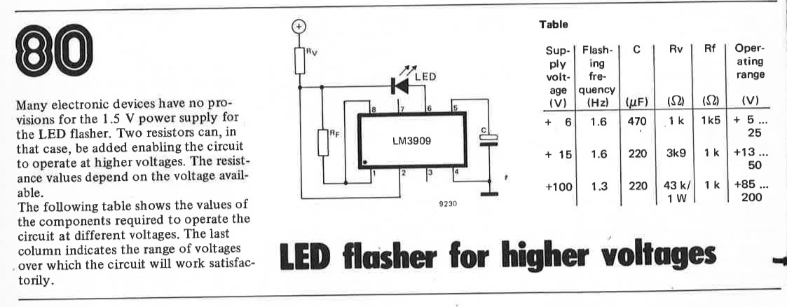 flasher, LED, for higher voltages