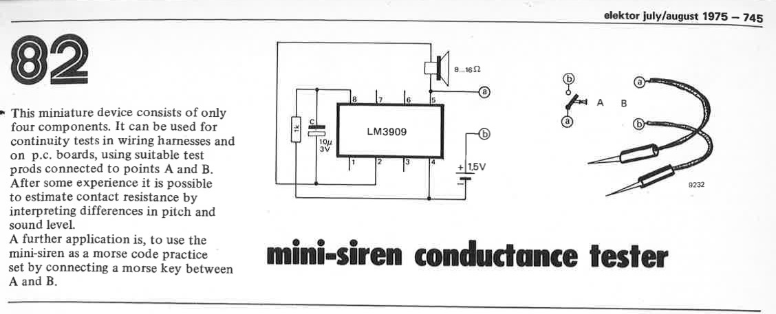 conductance tester, mini siren