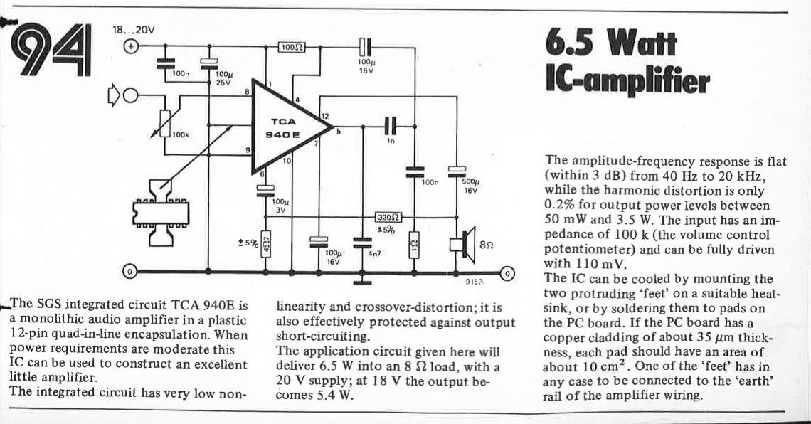 amplifier, 6.5 watt IC