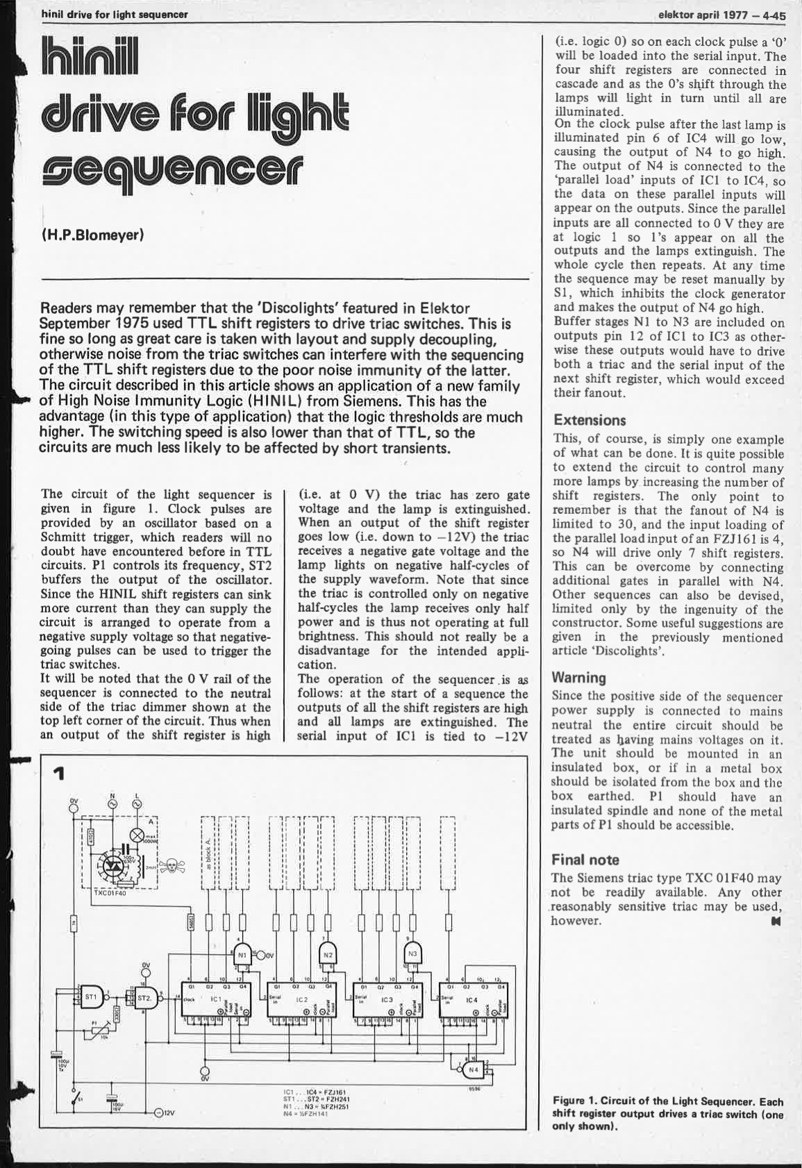 HINIL drive for light sequencer