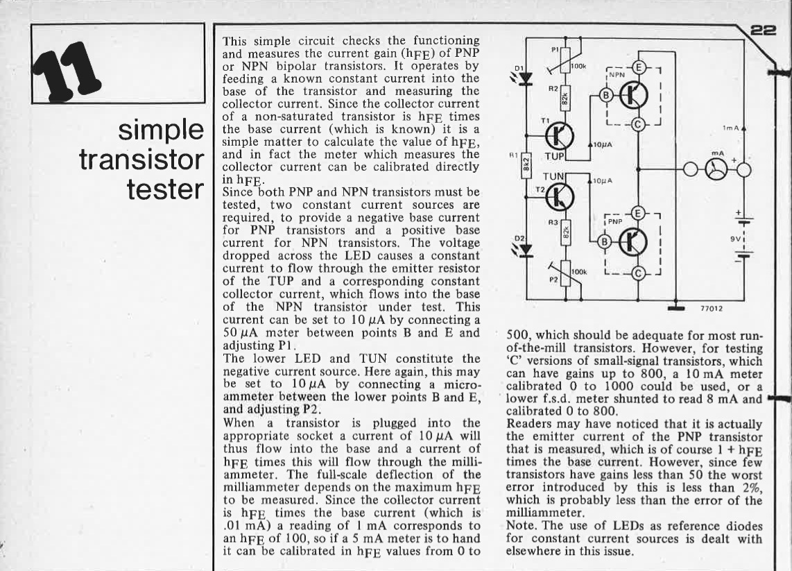 simple transistor tester