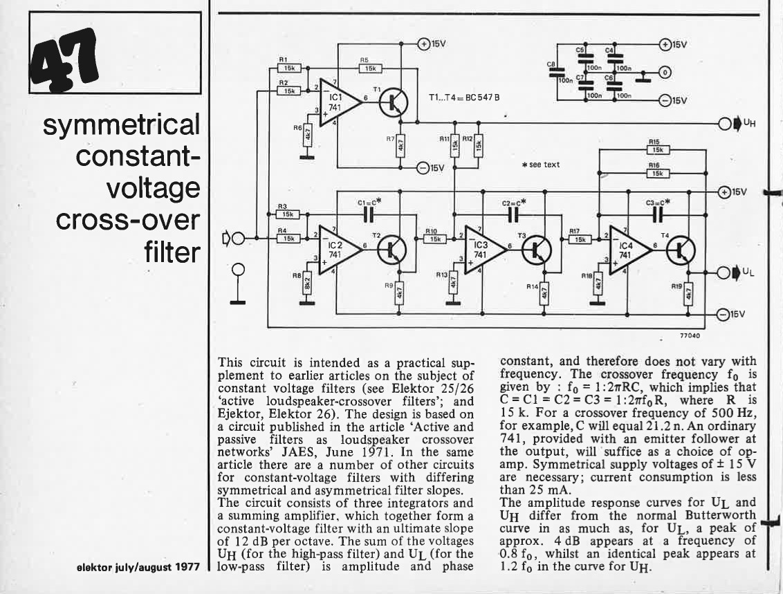 symmetrical constant-voltage crossover filter