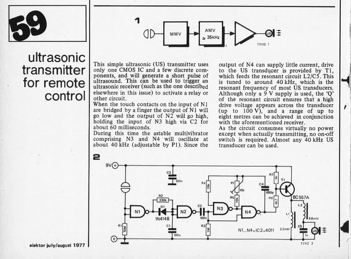 ultrasonic transmitter for remote control