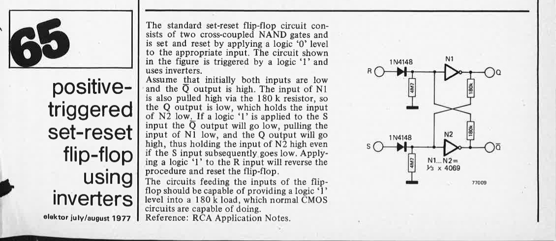 positive-triggered set-reset flip-flop using inverters