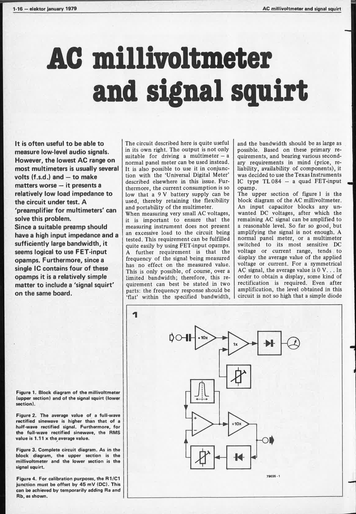 AC millivoltmeter and signal squirt