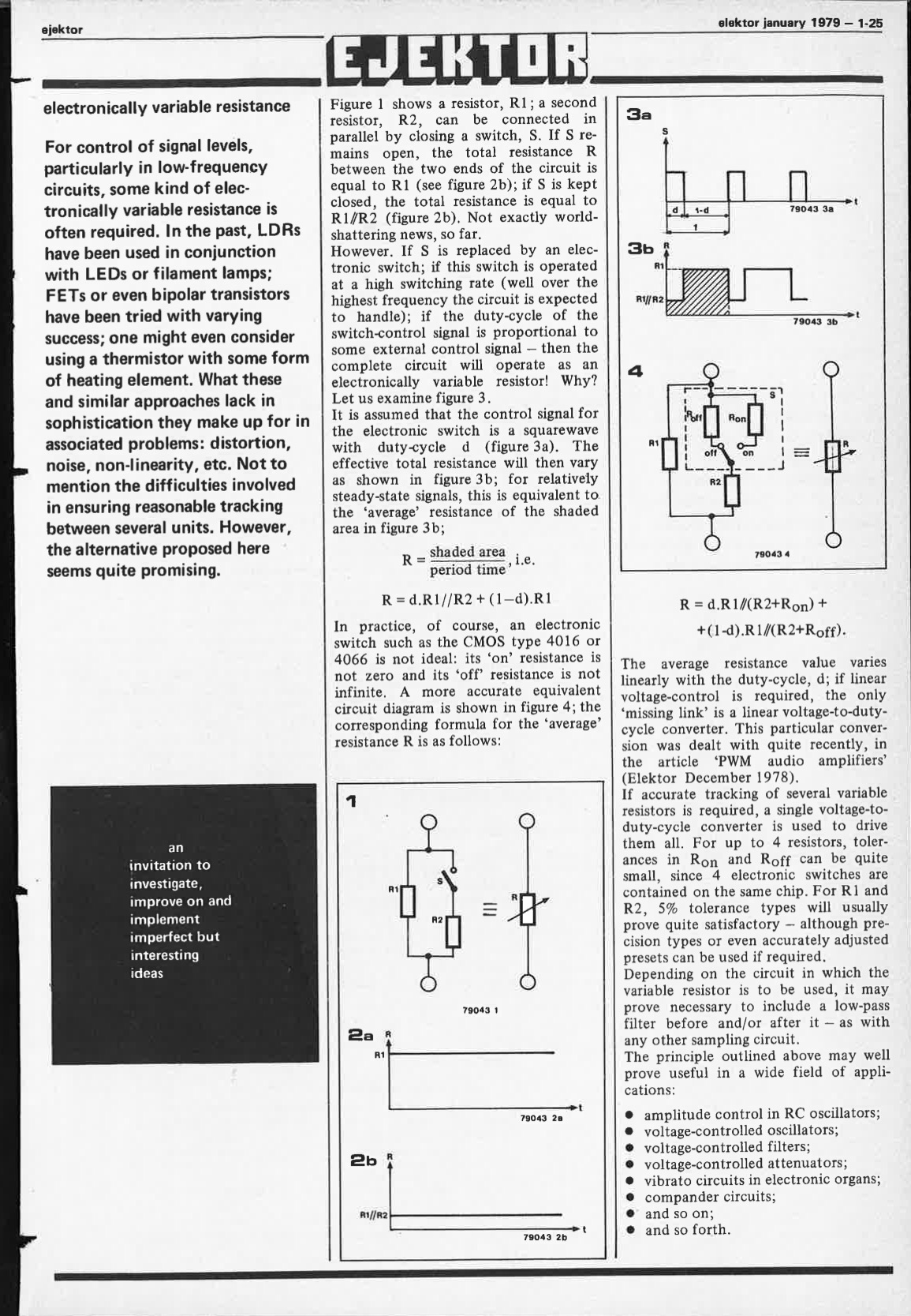 ejektor, electronically variable resistance