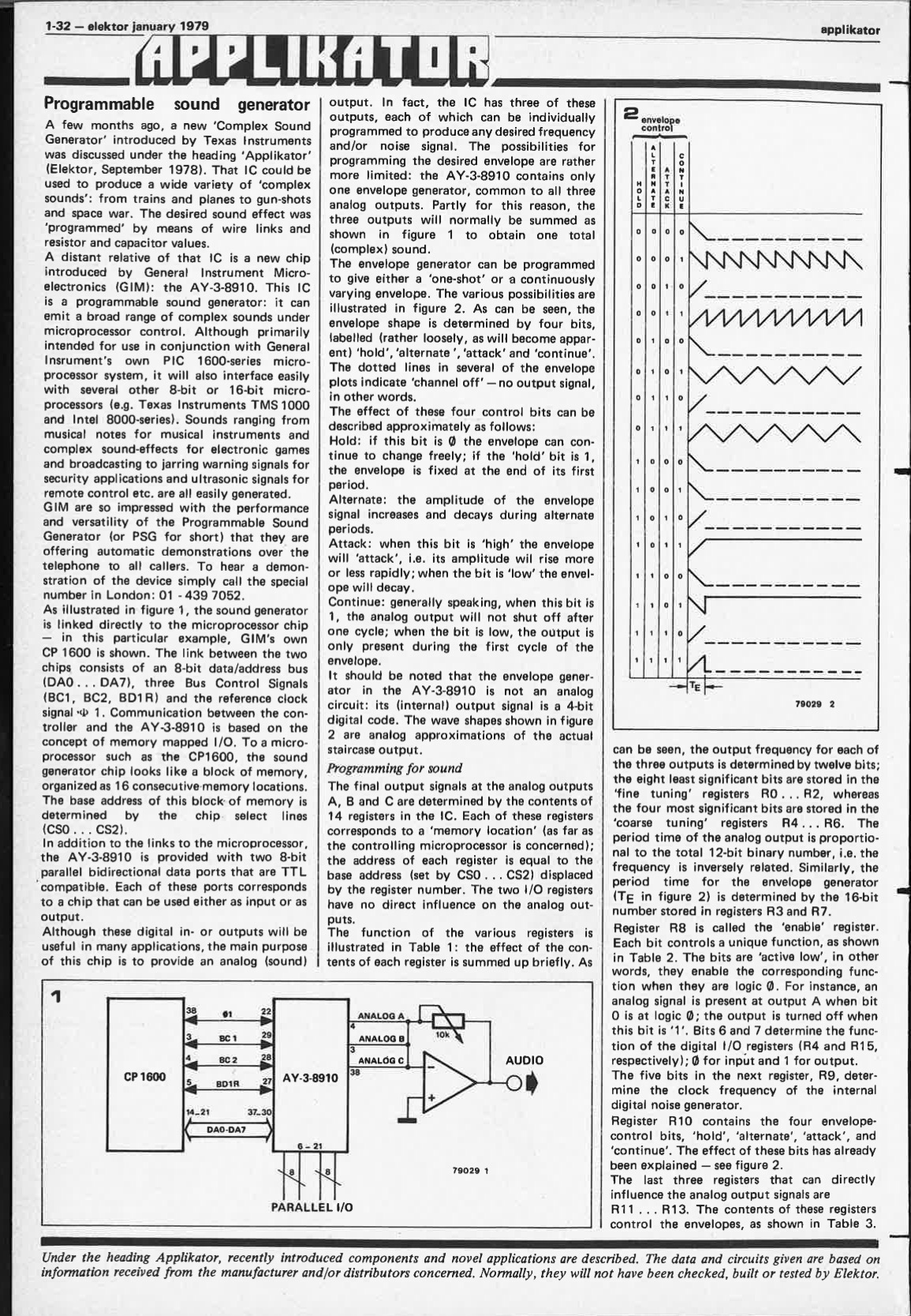 applikator, programmable sound generator