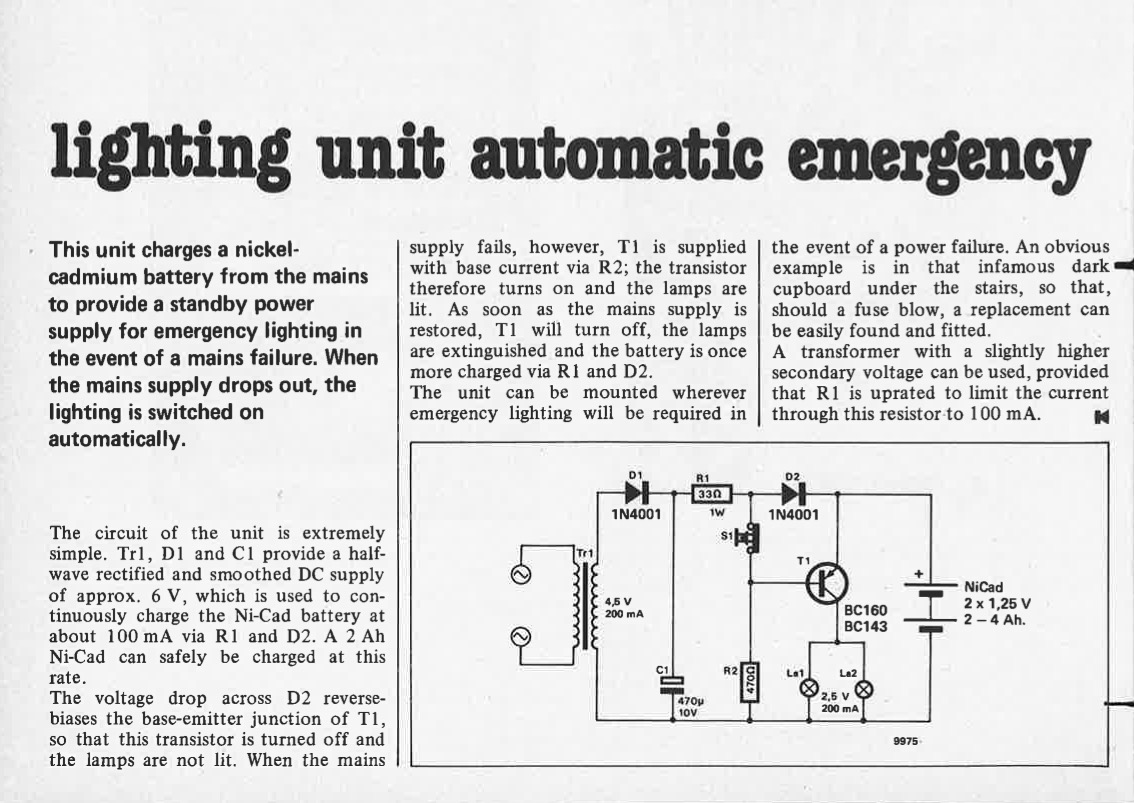 automatic emergency lighting unit