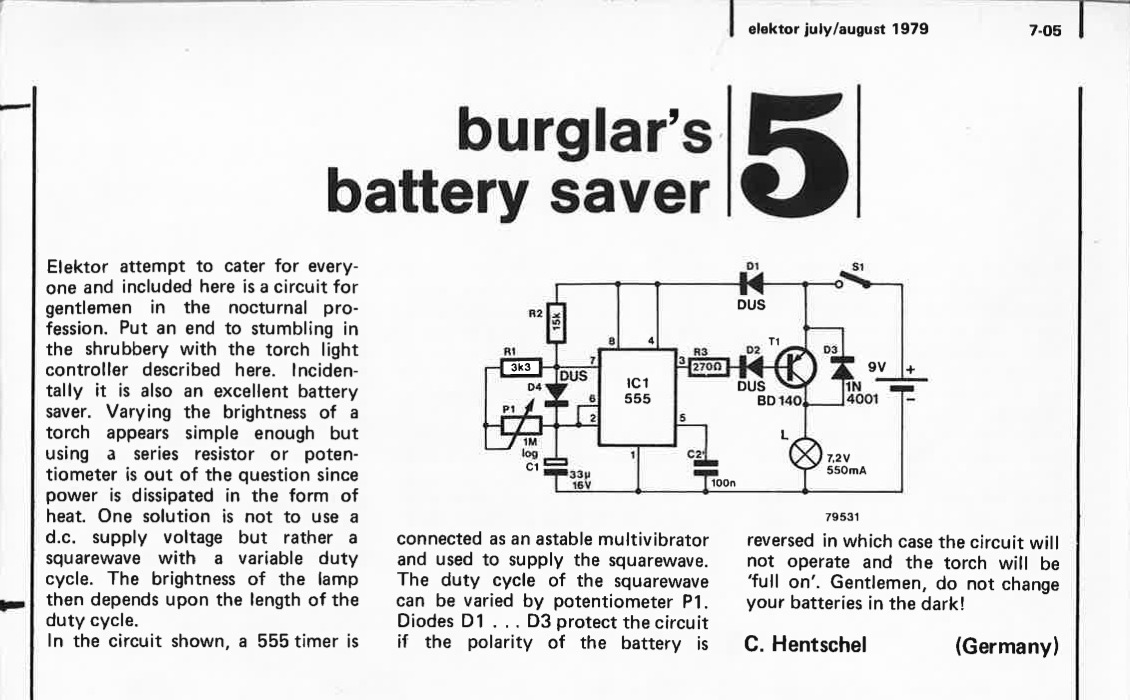burglar`s battery saver