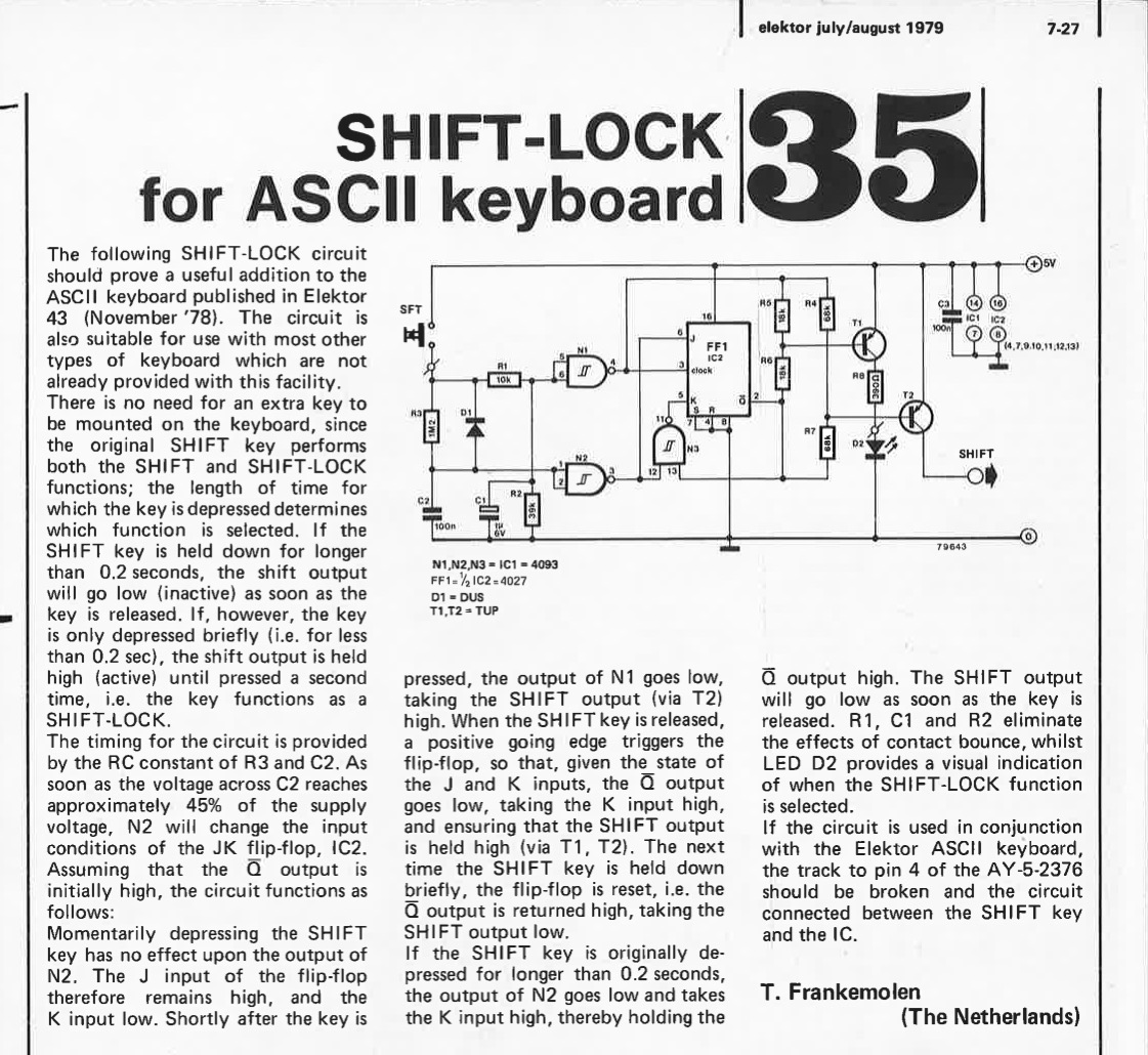 shift-lock for ASCII keyboard