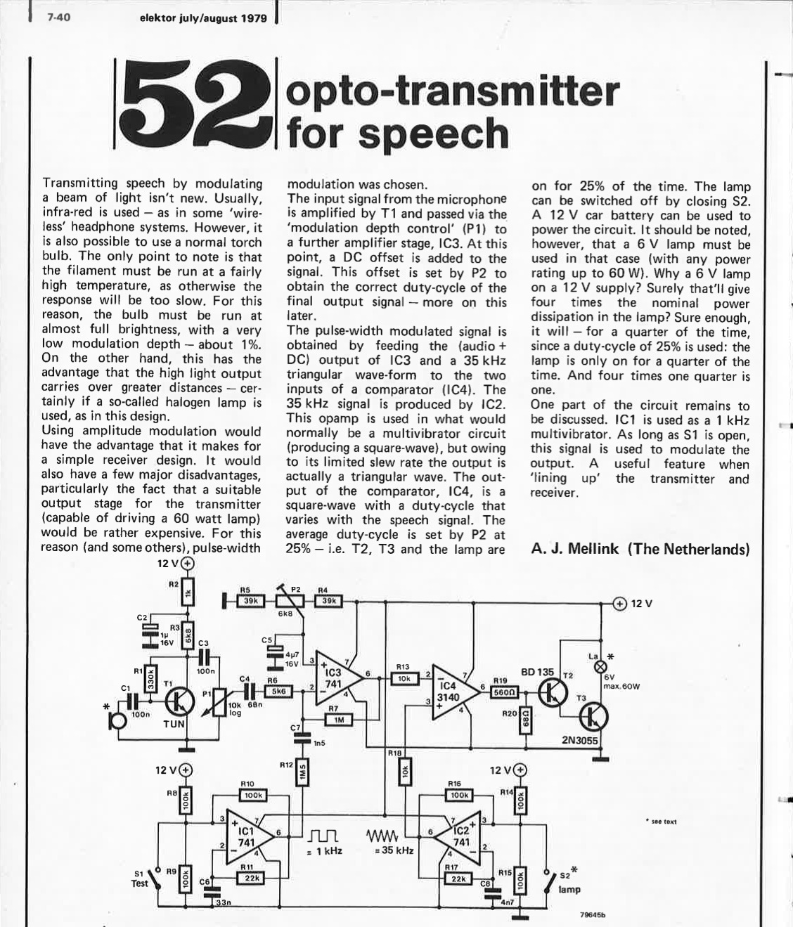 opto-transmitter for speech