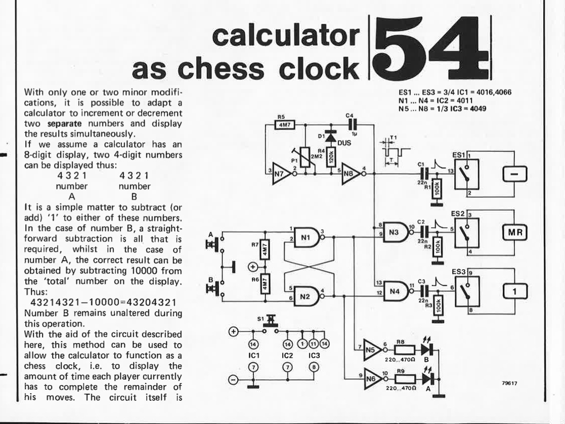 calculator as a chess clock