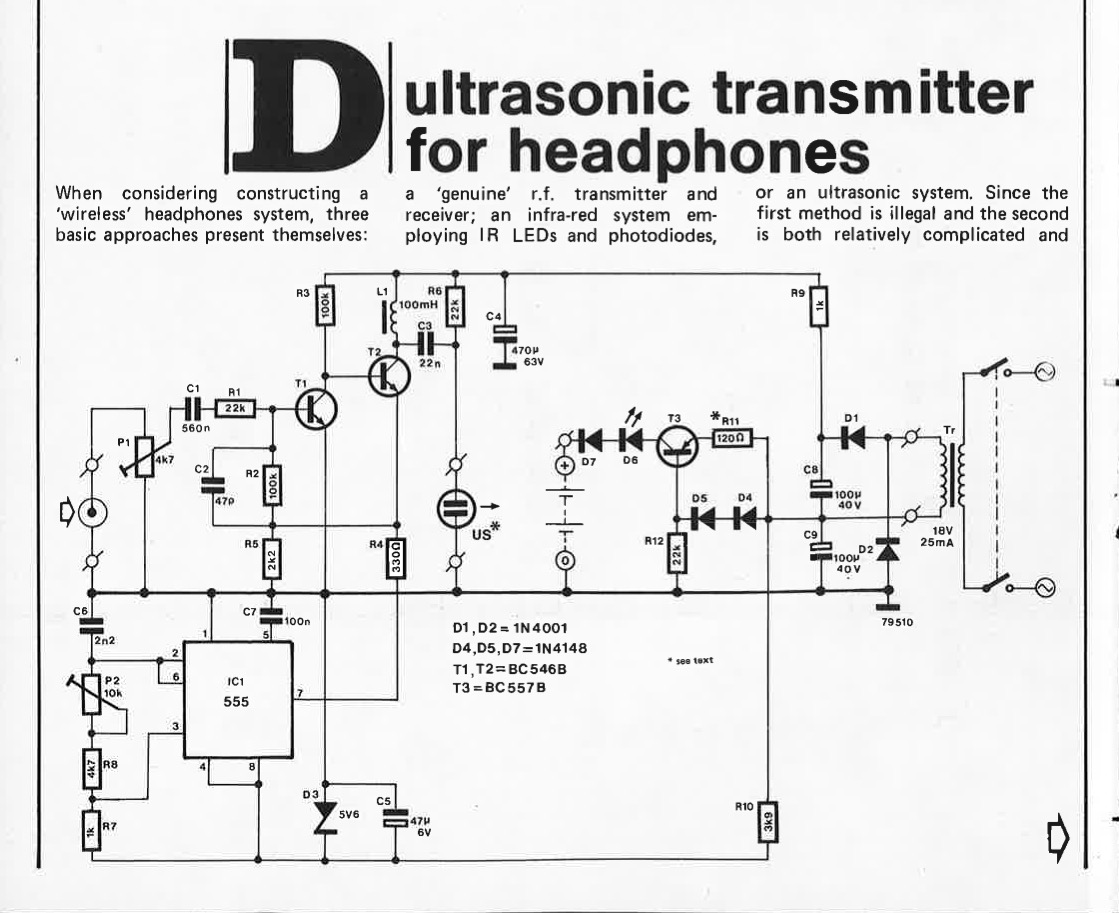ultrasonic transmitter for headphones