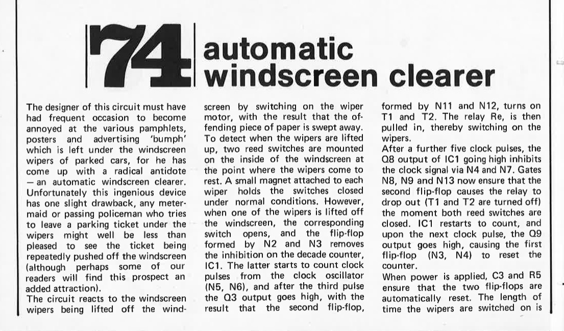 automatic windscreen clearer