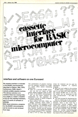 BASIC cassette interface - interface and software on one Eurocard