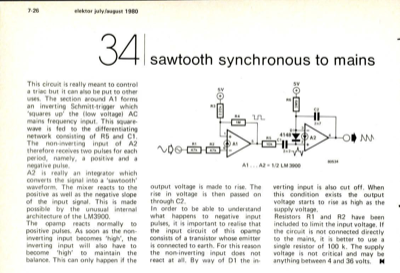 sawtooth synchronous to mains