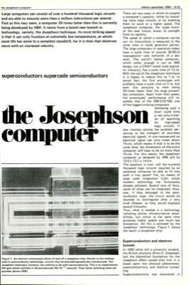 Josephson computer - superconductors supercede semiconductors