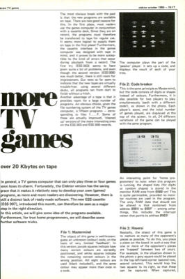 more TV games - over 20 Kbytes on tape