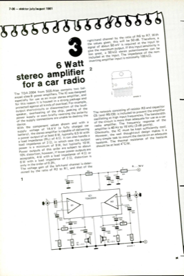6 watt stereo amplifier for a car radio