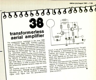 transformerless aerial amplifier