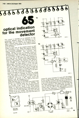 optical indication for the movement detector