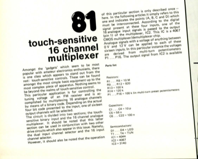 touch-sensitive 16 channel multiplexer