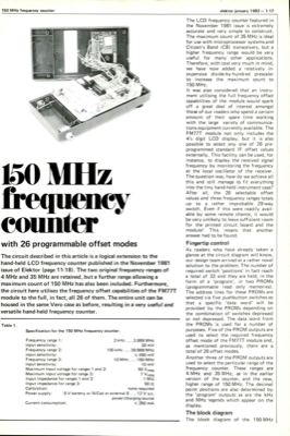 150 MHz frequency counter - with 26 programmable offset modes