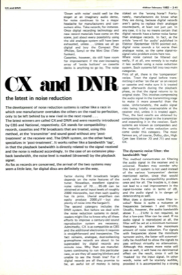 CX and DNR - the latest in noise reduction