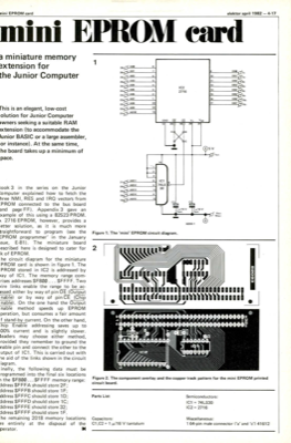 Mini EPROM card - 3 miniature memory 3xtension for the Junior Computer