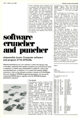 Software cruncher and puncher - disassembie Junior Computer software and program 2716 EPROMs
