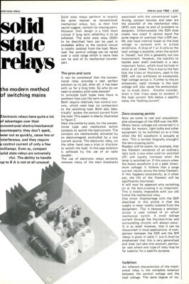 Solid state relay - the modern method of switching mains