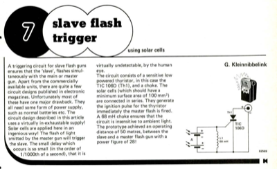 Slave flash trigger - using solar cells