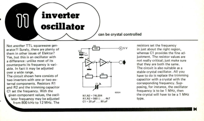 Inverter oscillator - can be crystal controlled