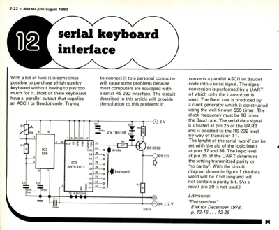 Serial keyboard interface