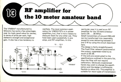 RF amplifier for the 10 metre amateur band