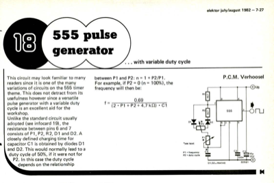 555 pulse generator - with variable duty cycle