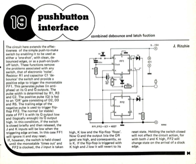 Pushbutton interface - combined debounce and latch fuction