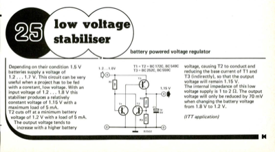 Low voltage stabiliser - battery powered voltage regulator