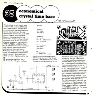 Economical crystal timebase - a 50 Hz 'bench mark'