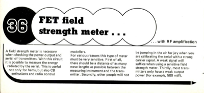 FET field strength meter - with RF amplification
