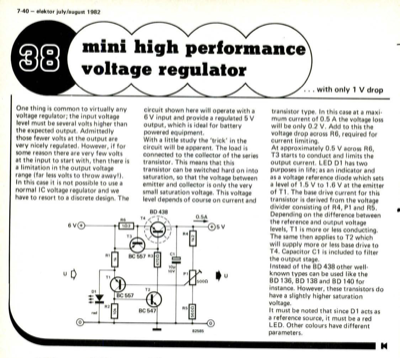 Mini high performance voltage regulator - with only 1 V drop