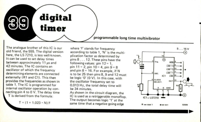 Digital timer - programmable long time multivibrator