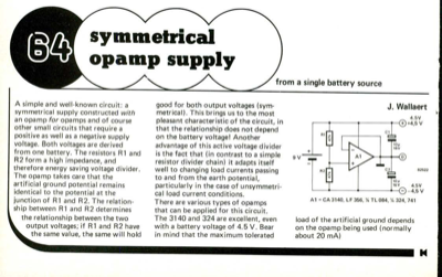 Symmetrical opamp supply - from a single battery source