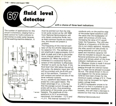 Fluid level detector - with a choice of three level indications