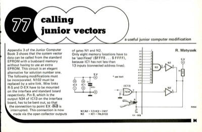 Calling junior vectors - a useful junior computer modification