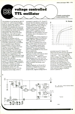 Voltage controlled TTL oscillator - simple construction using common ICs