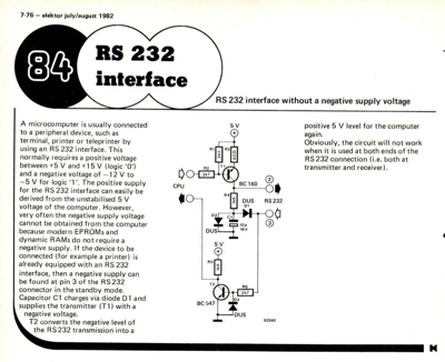 RS 232 interface - RS 232 interface without a negative supply voltage